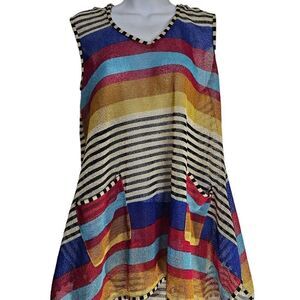 Mirror Image Swim Cover Up Womens Size Small Rainbow Mesh Hooded Pockets